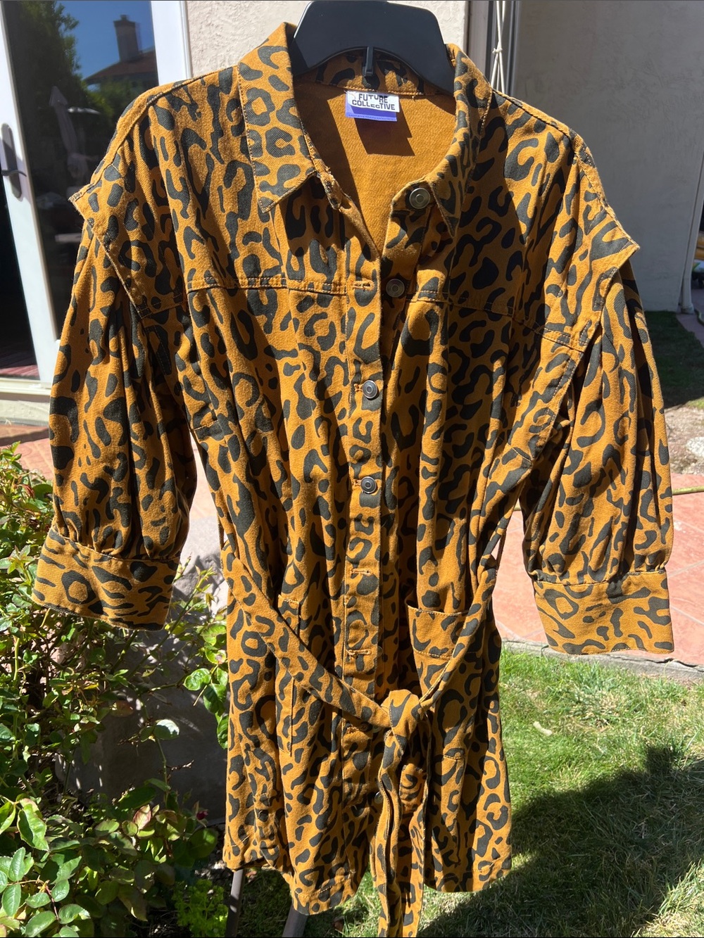Future Collective Leopard Print Button-Front Shirt Dress - Picture 8 of 14